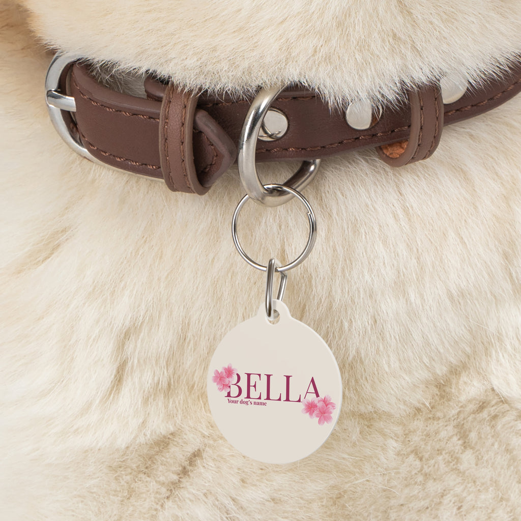 Personalized Pet Tag — Bow Collection (Pink Cherry Blossoms)