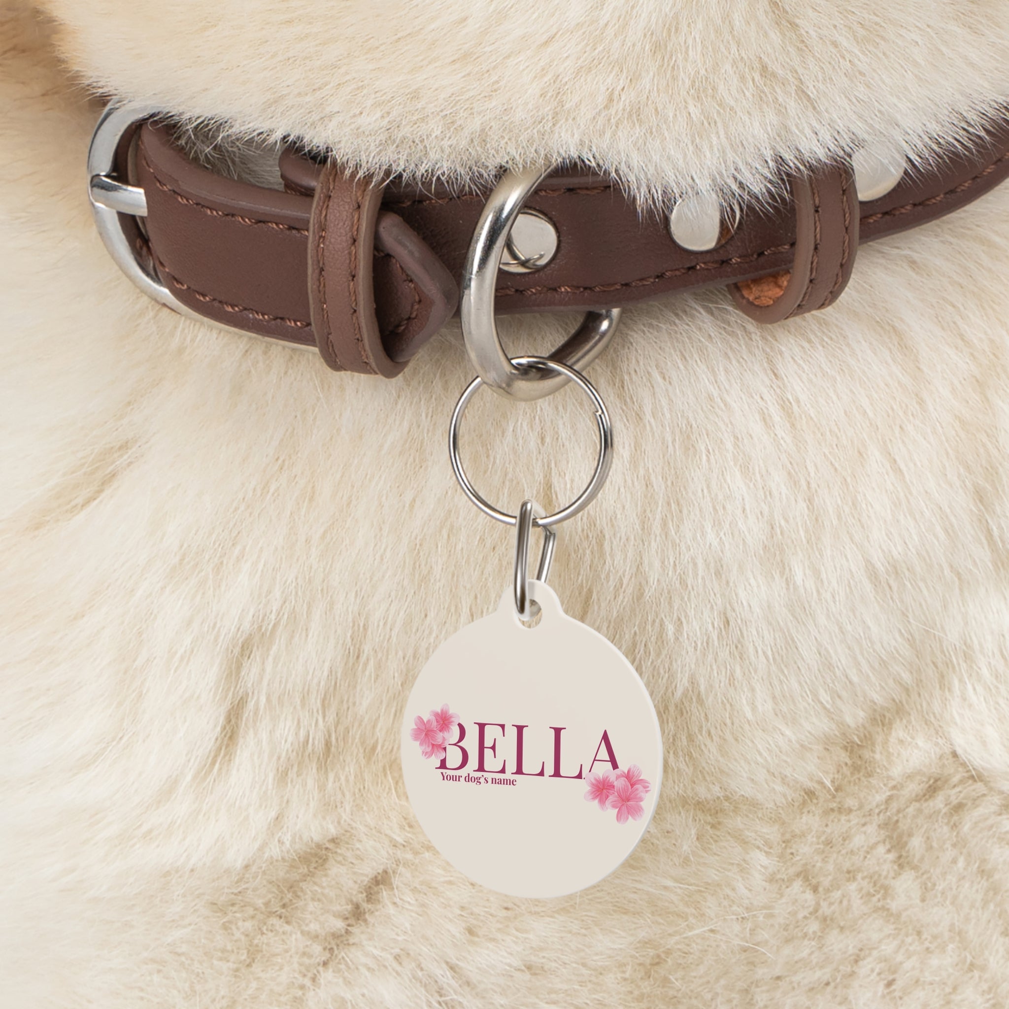 Personalized Pet Tag — Bow Collection (Pink Cherry Blossoms)