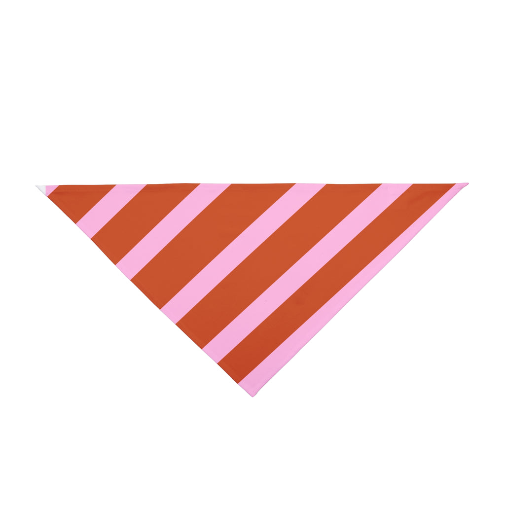 Striped Pink & Rust Pet Bandana — Modern Diagonal Stripe Dog & Cat Accessory | Tropical